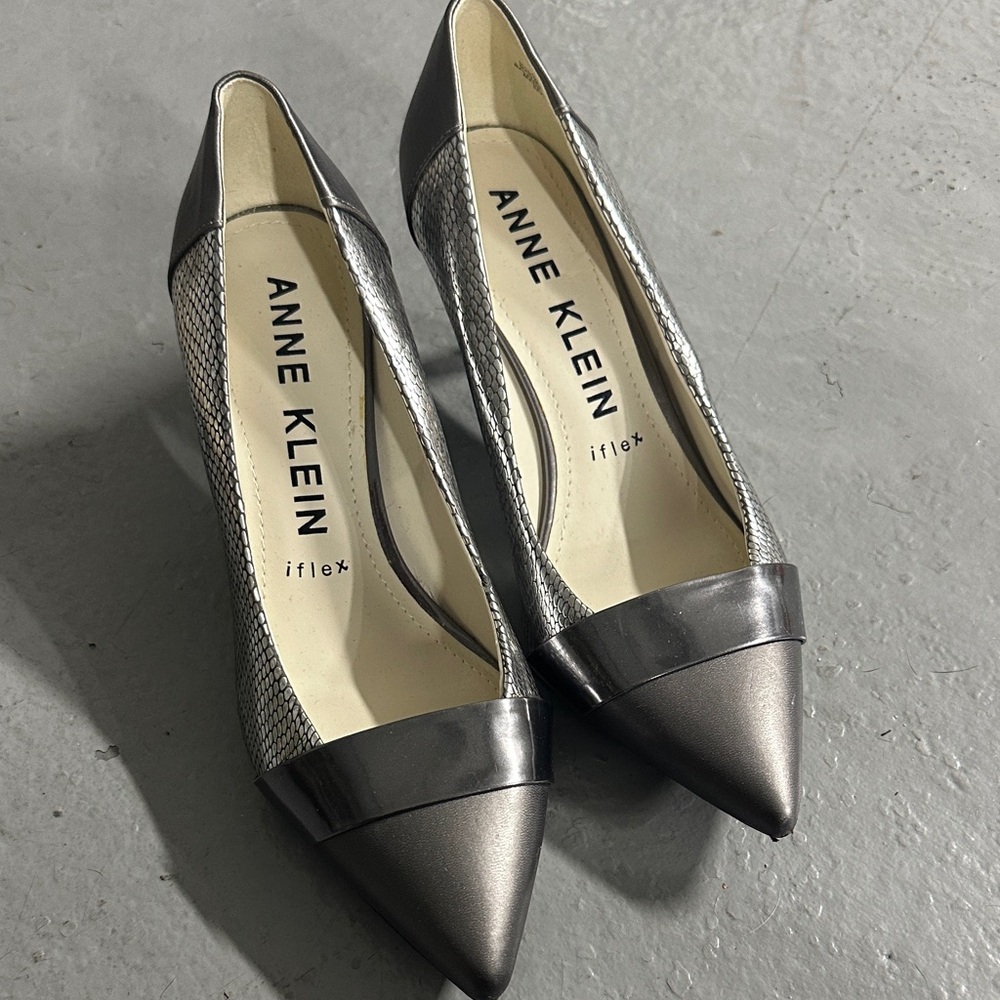 Anne Klein Metallic Silver Heels